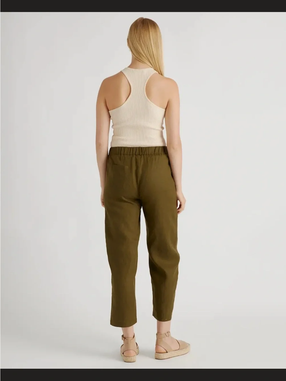 Quince Women's Olive Linen Wide-Leg Pants